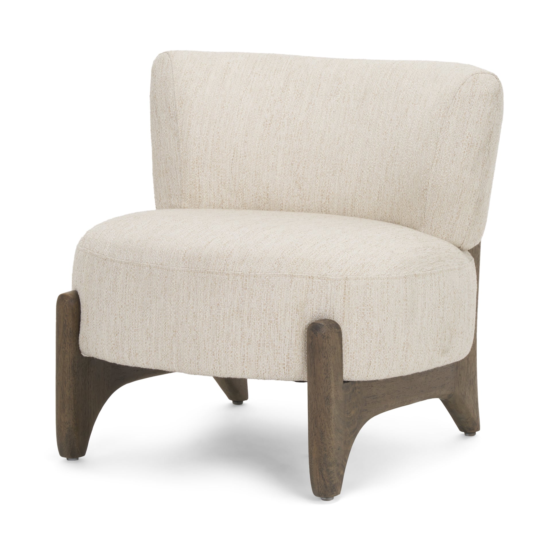 Mercana Vyra Dark Brown Wood With Cream Fabric Accent Chair