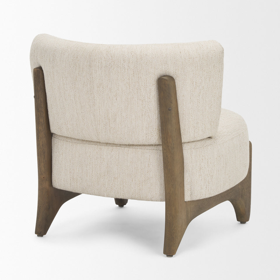 Mercana Vyra Dark Brown Wood With Cream Fabric Accent Chair