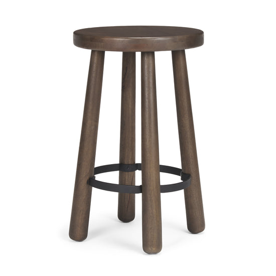 Mercana Weldon Dark Brown Wood With Matte Black Metal Counter Stool