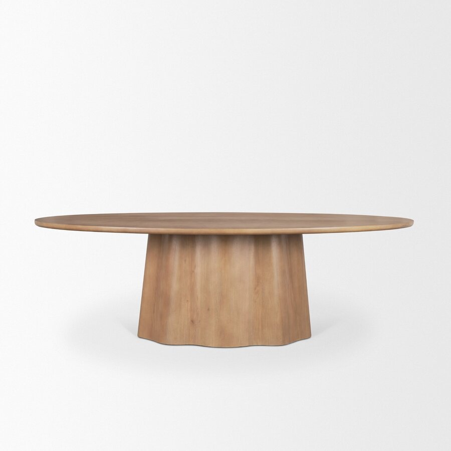 Mercana Jovani 94" Solid Light / Dark Brown Mango Wood Round Dining Table