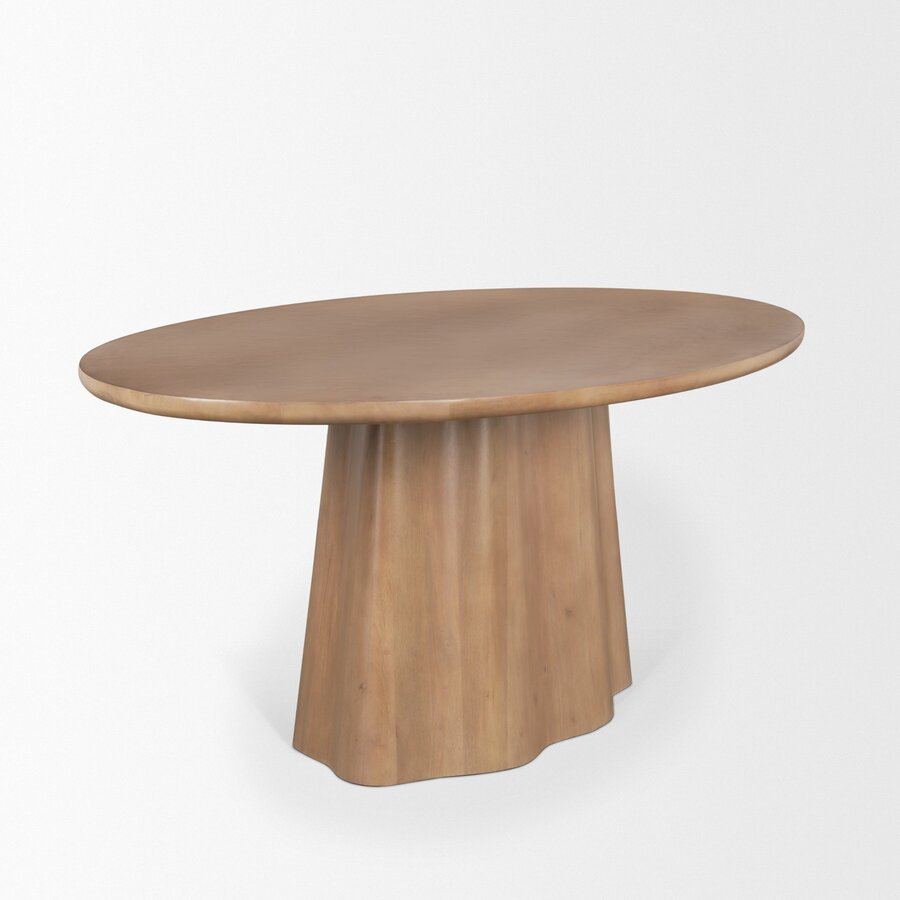 Mercana Jovani 94" Solid Light / Dark Brown Mango Wood Round Dining Table