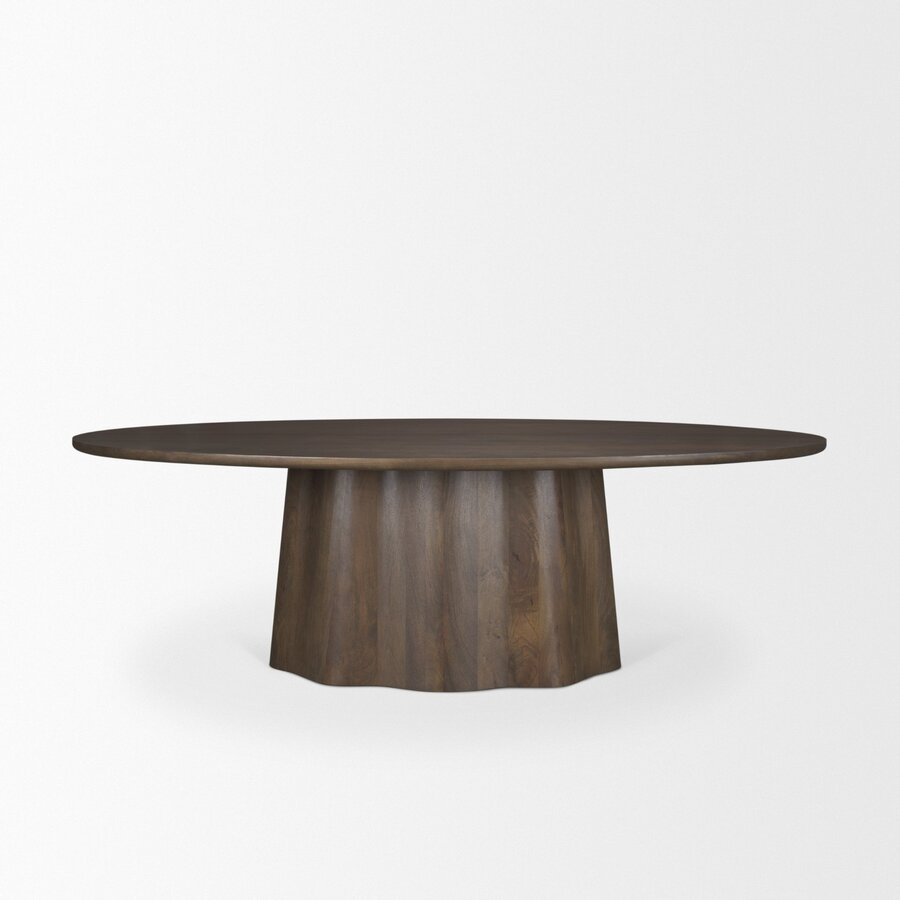 Mercana Jovani 94" Solid Light / Dark Brown Mango Wood Round Dining Table