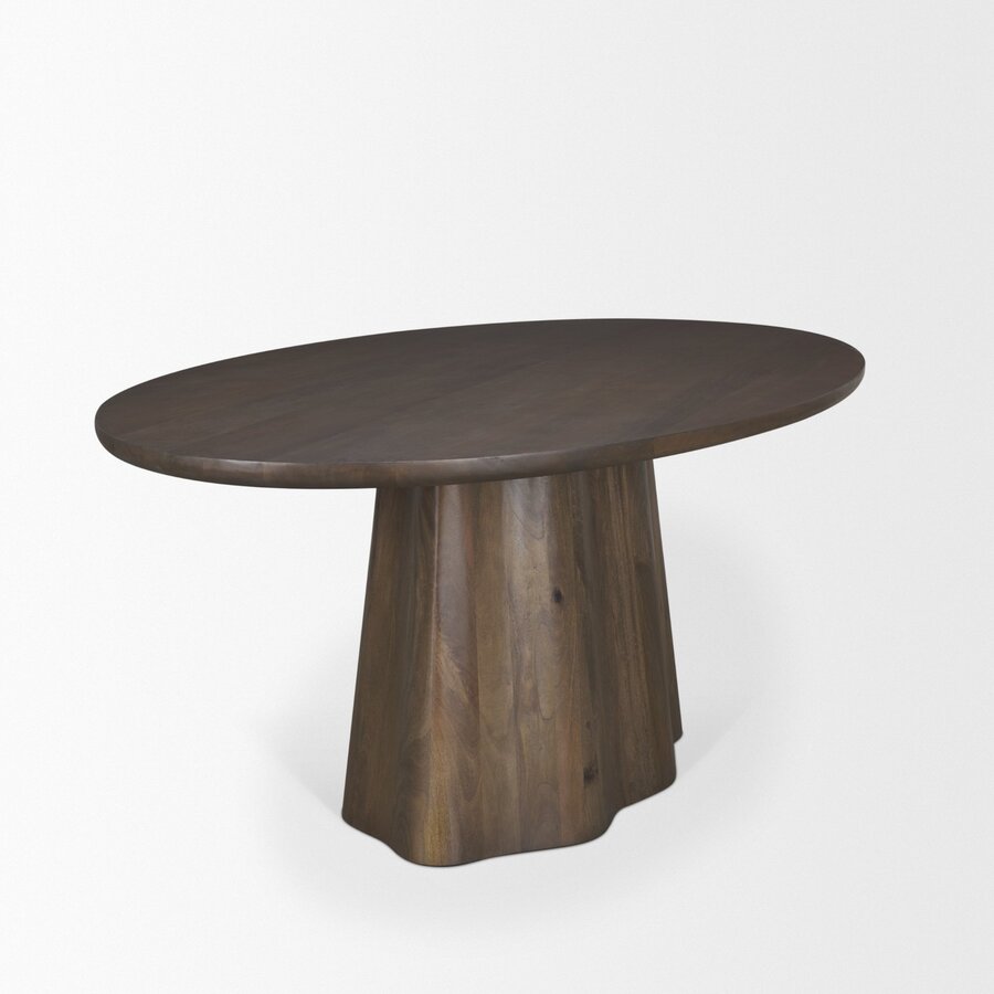 Mercana Jovani 94" Solid Light / Dark Brown Mango Wood Round Dining Table