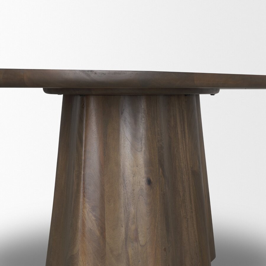 Mercana Jovani 94" Solid Light / Dark Brown Mango Wood Round Dining Table