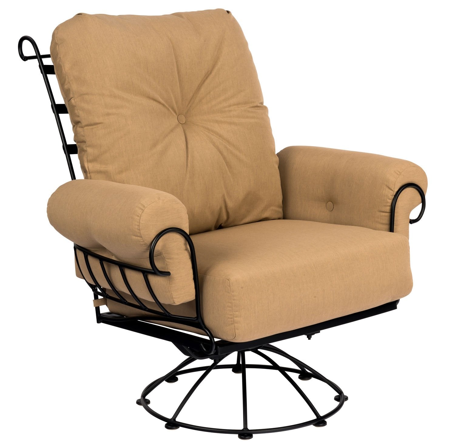 Woodard Terrace Swivel Rocking Lounge Chair, Aged Teak, No Cushion, Grade A Fabric, Garden Chairs, Lounge Chairs, Terrace, Iron, Lounge Chairs, Curved, Outdoor