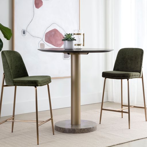 Sunpan Zeke Counter Stool Antique Brass in Bergen Ivory / Bergen Olive
