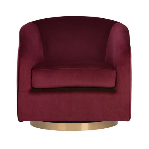 Sunpan Hazel Swivel Lounge Chair in Gold - Belfast Heather Grey / Black Sky / Blush Sky / Burgundy Sky / Deep Green Sky / Navy Blue Sky / Dark-Bronze Gold Sky