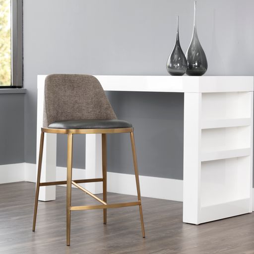 Sunpan Dover Counter Stool in Bravo Portabella-Sparrow Grey / Napa Stone-Polo Club Stone