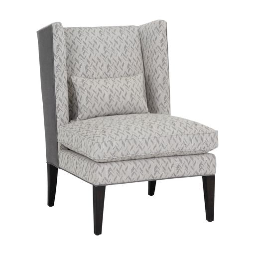 Sunpan Kenzo Lounge Chair in Chevron Grey - Antonio Charcoal / Fuego Navy - Abbington Navy