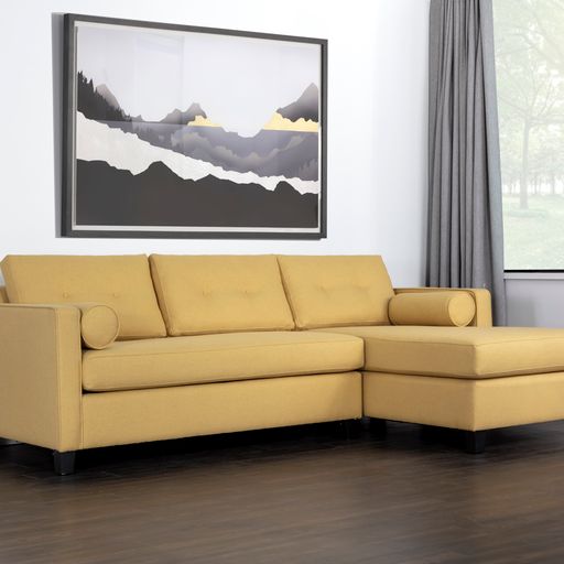 Sunpan Lautner Sofa Bed Chaise - Raf - Limelight Honey / Liv Dove