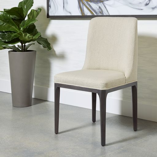 Sunpan Elisa Dining Chair in Grey Oak - Dazzle Cream / Naya Check Black / Light Oak - Mainz Cream