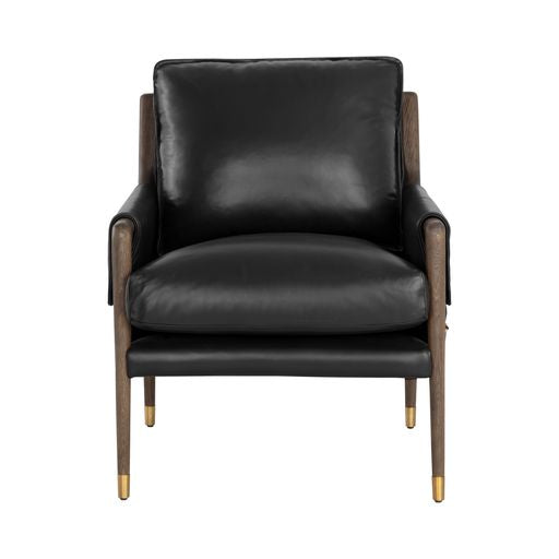 Sunpan Mauti Lounge Chair Dark Brown - Cortina Black Leather / Cortina Ink Leather