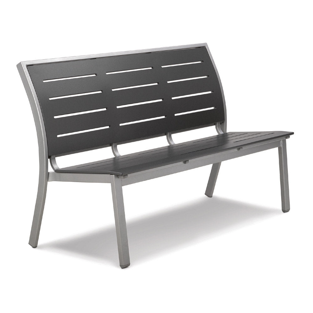 Telescope Casual Bazza Marine Grade Polymer/Aluminum 56" Stacking Armless Bench, Textured White, Kona, Benches, Polymer, Bazza, Aluminum, 4 Legs, Outdoor