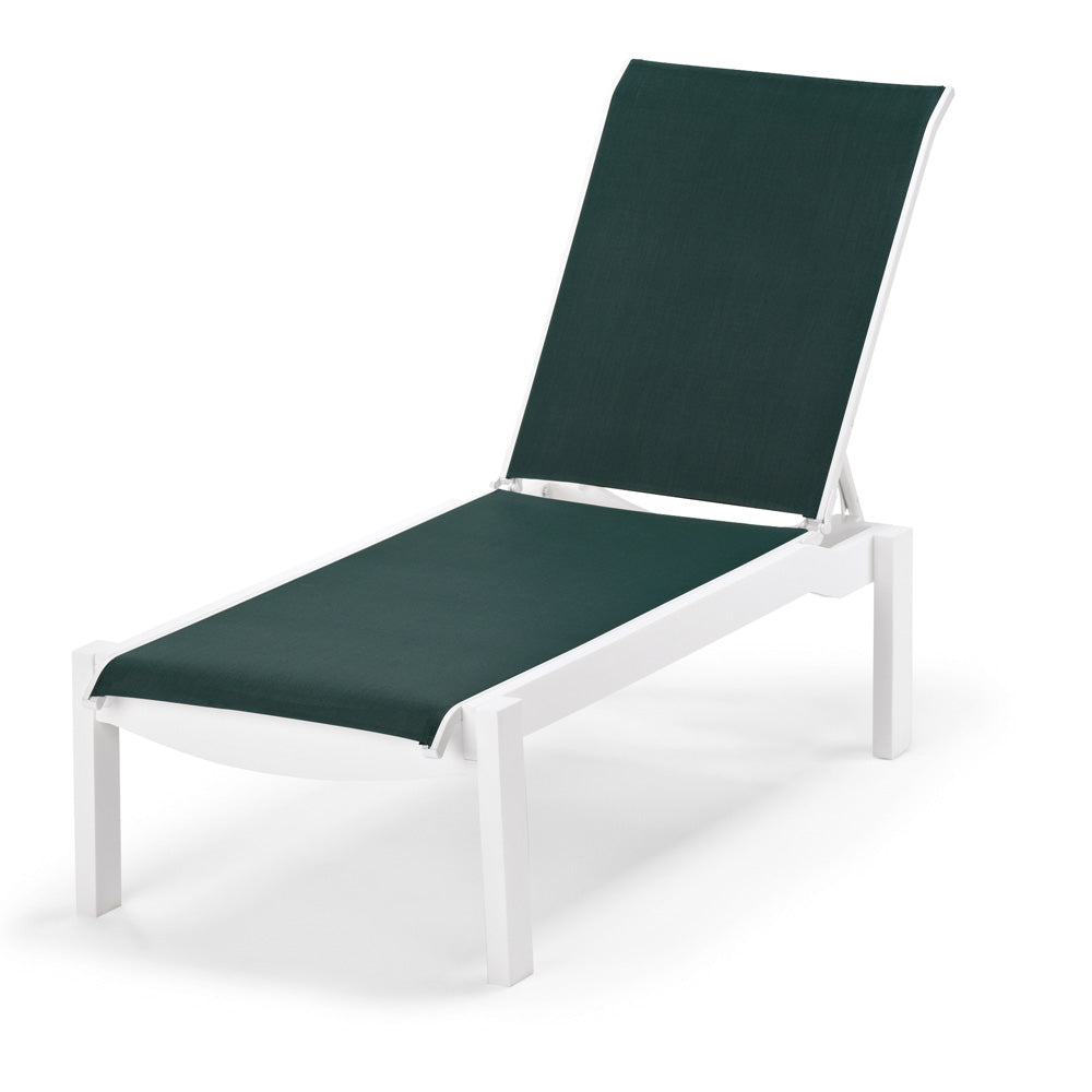 Telescope Casual Leeward Marine Grade Polymer Sling Lay-flat Stacking Armless Chaise, Textured Snow, 01D Red, Chaises, Sling, Leeward, Aluminum, Polymer, 4 Legs, Outdoor