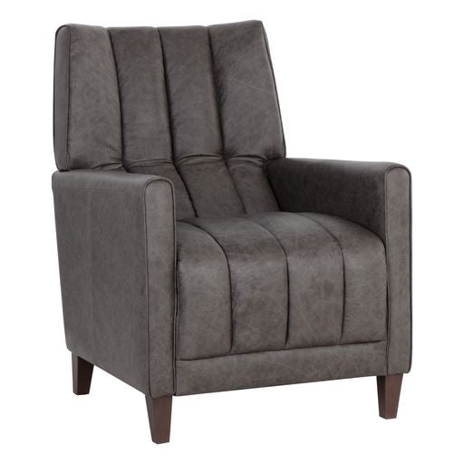 Sunpan Romalda Lounge Chair - Vintage Charcoal Leather