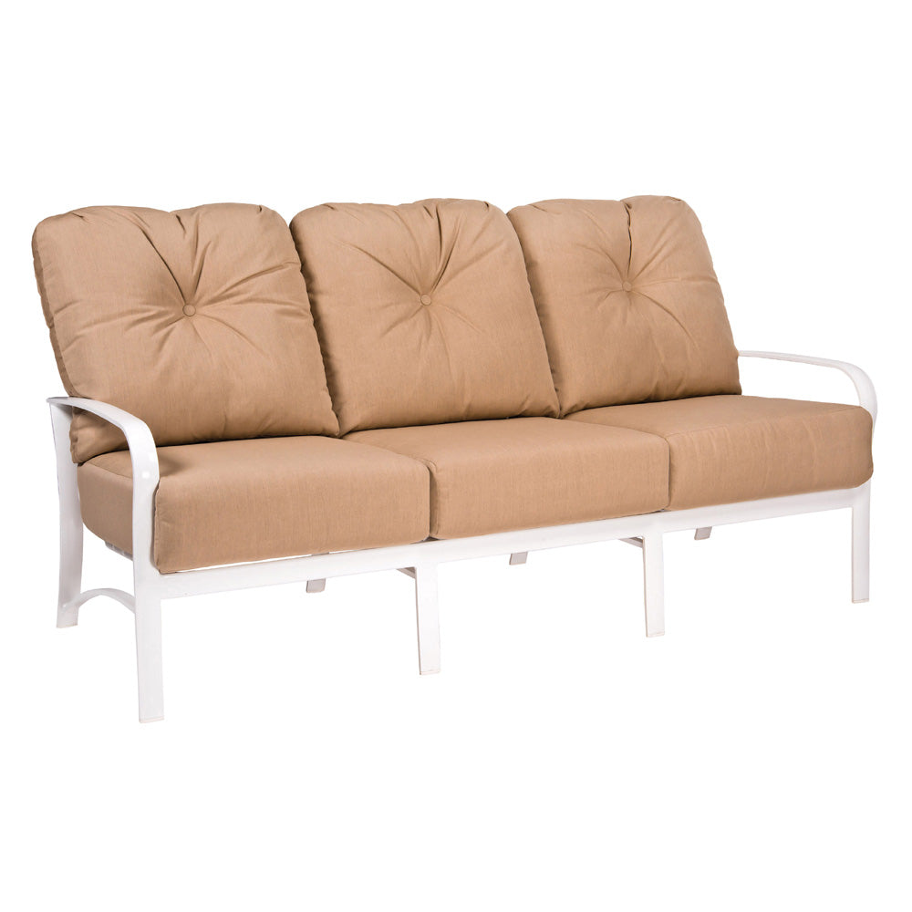 Woodard Fremont Cushion Sofa, Aged Teak, Beach Bum Creamsicle (Grade A), Grade A Fabric, Garden Chairs, Sofa, Fremont, Aluminum, Fabric, Sofas and Loveseats, Rectangular, Outdoor