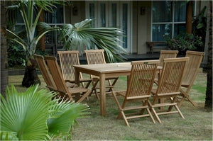 Anderson Teak Windsor 47" Square Table and Classic Folding Chair