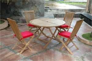 Anderson Teak Bahama 47" Round Folding Table and Classic Folding Chair