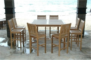 Anderson Teak Windsor 59" Square Bar Table and Avalon Bar Chair