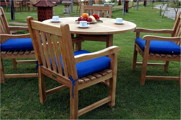 Anderson Teak Tosca 47" Round Table and 4 Classic Dining Armchair