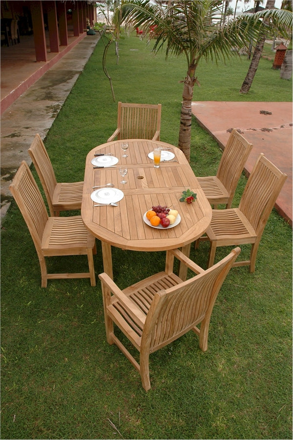Anderson Teak Bahama 78" Oval Ext. Table with Chicago Dining Armchair and Chicago Dining Chair