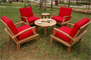 Anderson Teak Brianna Deep Seating Armchair with 35" Round Coffee Table and 20" Round Side Table
