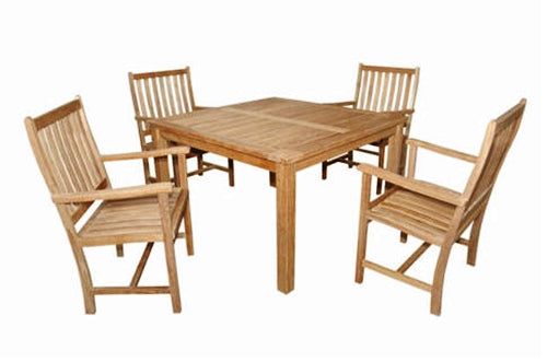Anderson Teak Windsor 47" Square Table and 4 Wilshire Dining Armchair