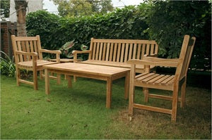 Anderson Teak Classic Bench with 2 Dining Armchair and Rectangular Coffee Table