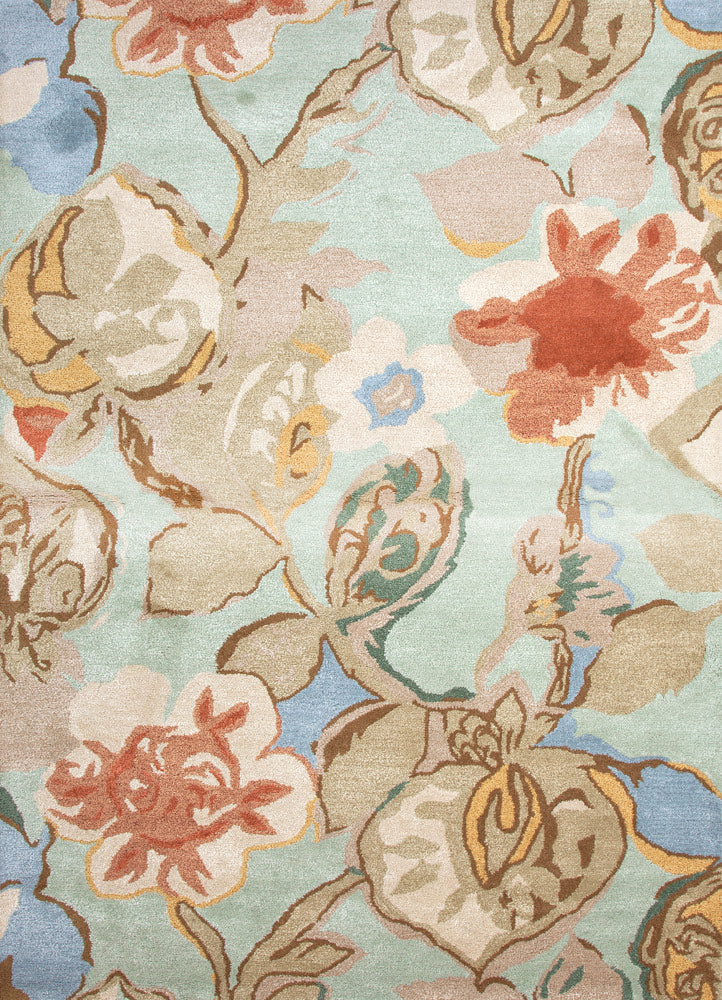 Jaipur Blue Petal Pusher Hand-Tufted Aqua Foam Rug