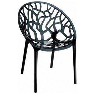 Compamia Crystal Polycarbonate Modern Dining Chair Transparent Black - Set of 2