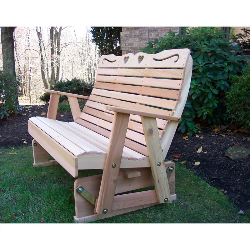 Creekvine Designs 5-Ft Cedar Country Hearts Rocking Glider