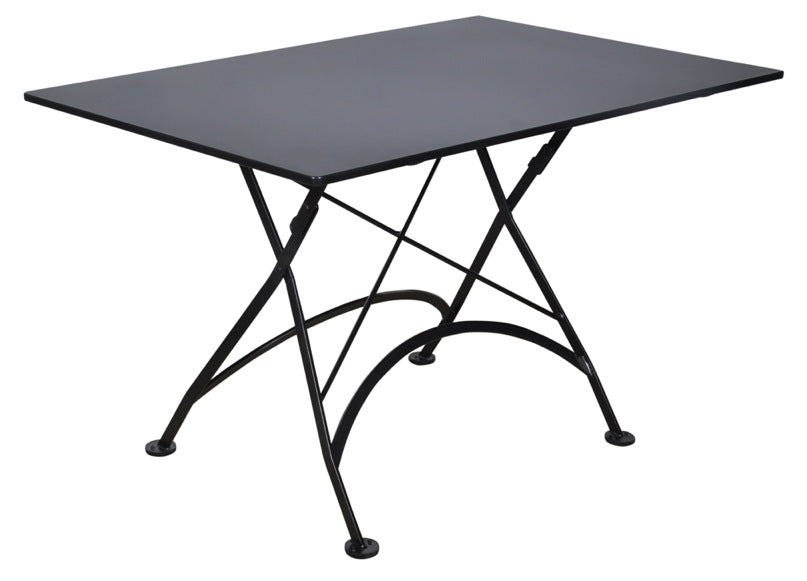 Furniture Designhouse French Cafe Bistro 32" x 48" Folding Rectangular Table - Powder Coated Steel Frame and Top