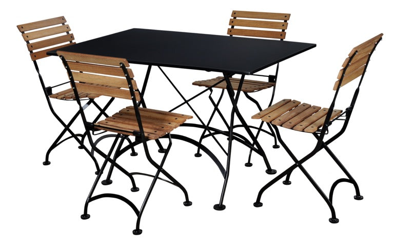 Furniture Designhouse French Cafe Bistro 32" x 48" Folding Rectangular Table - Powder Coated Steel Frame and Top