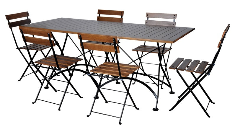 Furniture Designhouse French Cafe Bistro 32" x 72" Rectangular Folding Table - European Chestnut Wood Slat Top