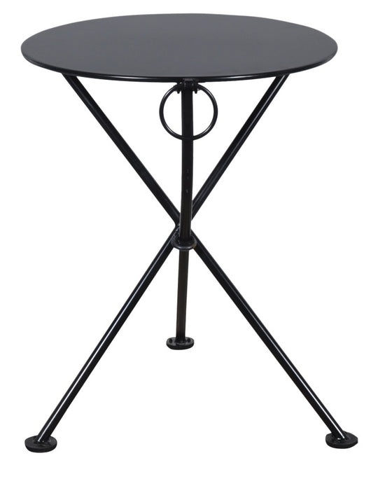 Furniture Designhouse French Cafe Bistro 24' Round Folding Table - Powder Coated Steel Top and Legs - Jet Black and Black Green
