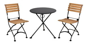 Furniture Designhouse Veronique Folding Side Chair - Stackable -Natural African Teak Chestnut Wood Clear Coated Slats - Set of Two