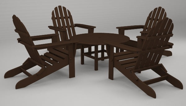 Poly-Wood Classic Adirondack 5-Pc. Conversation Group in Mahogany
