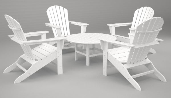Poly-Wood South Beach Adirondack 5-Pc. Conversation Group in White
