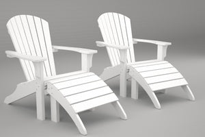 Poly-Wood Seashell Adirondack Set With Ottomans in White