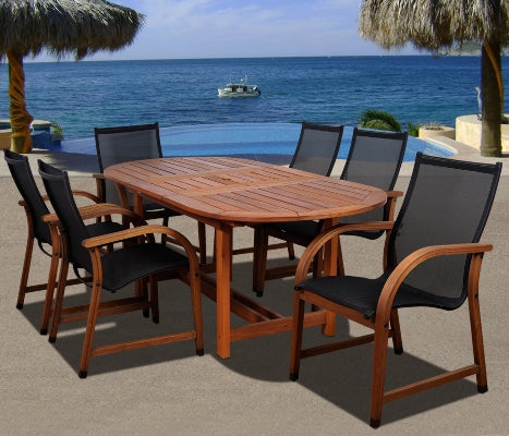 International Home Miami Amazonia Bahamas 7 Pc Eucalyptus Oval Dining Set