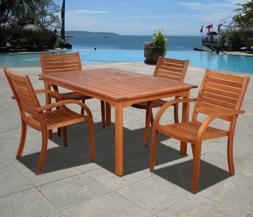International Home Miami Amazonia Arizona 5 pc Eucalyptus Rectangular Dining Set