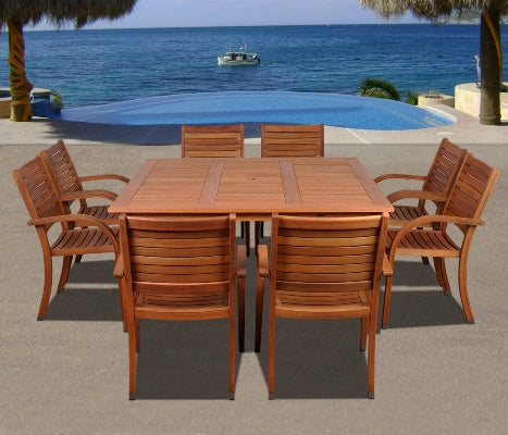 International Home Miami Amazonia Arizona 9 pc Eucalyptus Square Dining Set