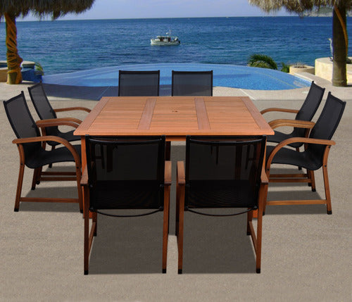 International Home Miami Amazonia Bahamas 9 Pc Eucalyptus Square Dining Set