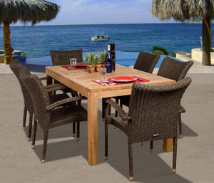 International Home Miami Amazonia Teak Brussels 7-pc Teak/Wicker Dining Set