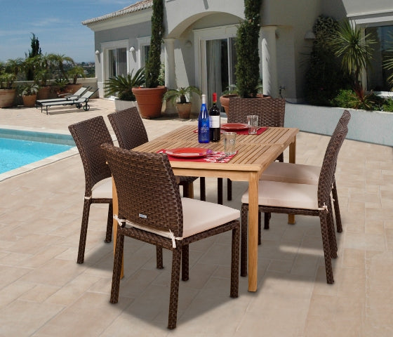 International Home Miami Amazonia Teak Luxemburg 7-pc Teak/Wicker Dining Set