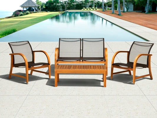 International Home Miami Amazonia Manhattan Eucalyptus 4 piece Patio Deep Seating Set
