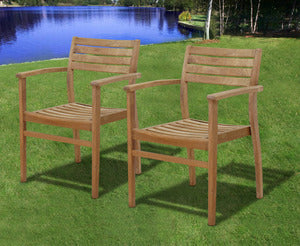 International Home Miami Amazonia Teak Coventry Teak Stacking Chairs