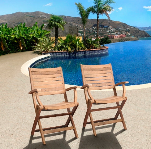 International Home Miami Amazonia Teak Dublin 2 pc Teak Folding Armchairs