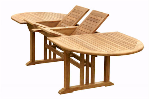 Anderson Teak Sahara 9-Piece Stackable Armchair and Oval Double Extension Outdoor Dining Set with Quick Ship Cushions