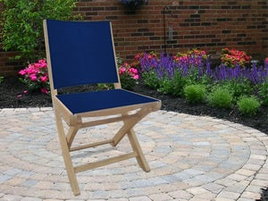 Royal Teak SailMate Folding Chair Navy Sling - Armless